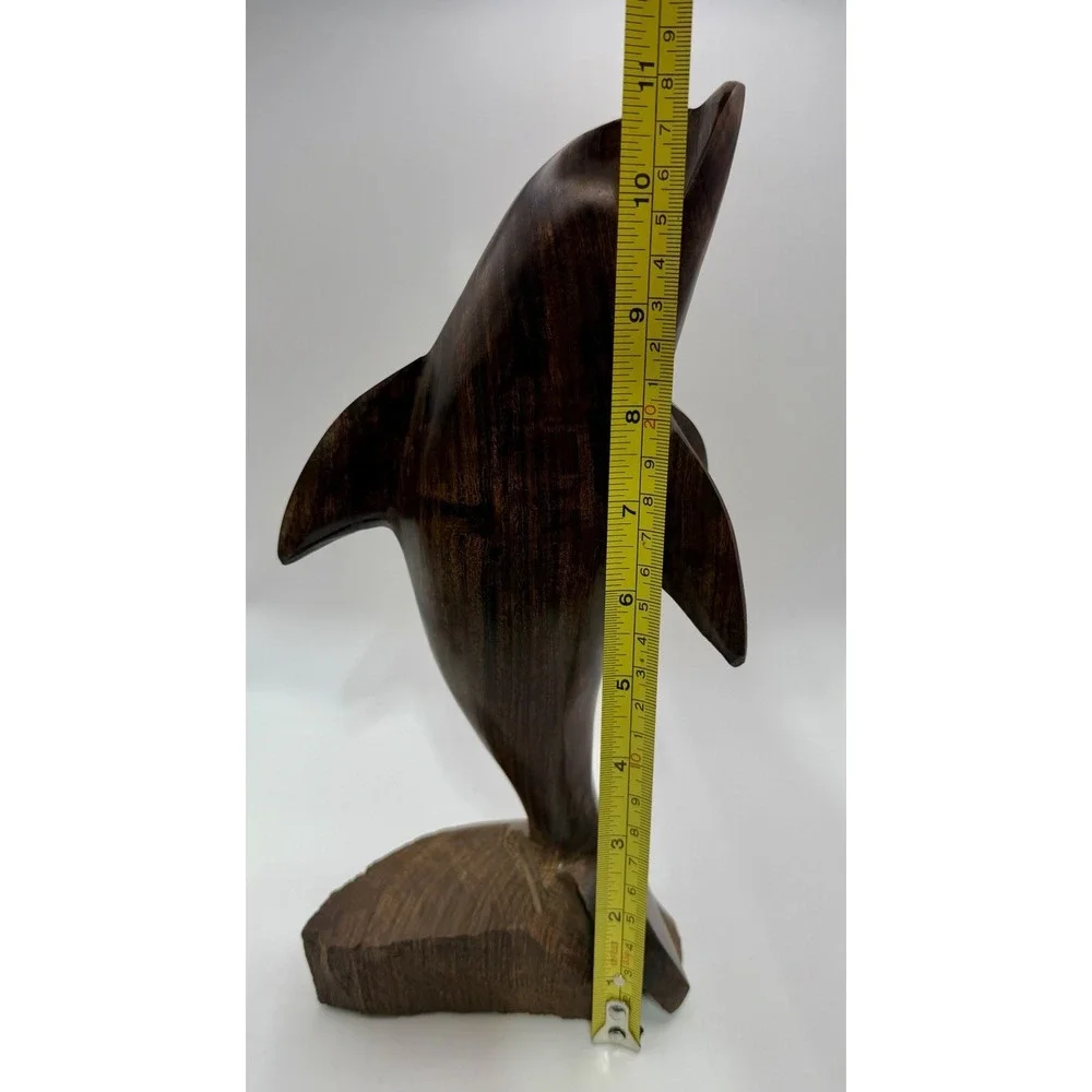 Vintage Ironwood Jumping Dolphin Statue Hand Carved Figurine 11
